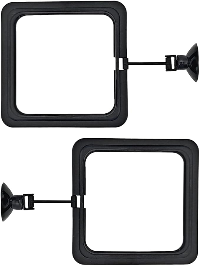 2Pcs Fish Feeding Rings Black Square Floating Food Feeder Circle with Suction Cup for Fishes Tank Aquarium Turtle Betta Goldfish Small Fish Feeding Accessories Floating Plant Duckweed Ring