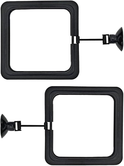 2Pcs Fish Feeding Rings Black Square Floating Food Feeder Circle with Suction Cup for Fishes Tank Aquarium Turtle Betta Goldfish Small Fish Feeding Accessories Floating Plant Duckweed Ring