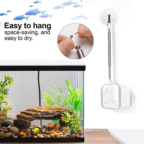 2-Pack White 3-Inch Aquarium Net – Small Fish Tank Tool for Shrimp & Bettas, Fast-Dry Mesh Scoop (Dual-Purpose Cleaner & Decor) by ViiWxx