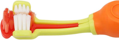 TIHOOD Three Sided Pet Toothbrush Dog Brush Addition Bad Breath Tartar Teeth Care Dog Cat Cleaning Mouth (Blue and Orange)