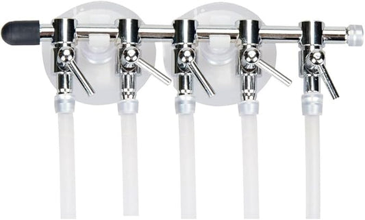 Aquarium Air Pump Splitter 16 in 1 Set 5-Way Air Flow Control Lever Valve & 5 Non-Return Check Valves & 10 Suction Cups for Fish Tank Airline Air Tube Hose