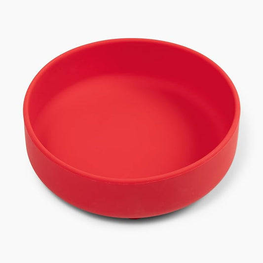 The Perfect Dish No-Spill Dog Water Bowl, Less Mess Non-Tippable Water & Food Bowl, Pure Silicone with Suction Cup, Fits 5 Cups 7.5" Across x 2.25" Tall Ideal for All Pets, Medium-Cherry