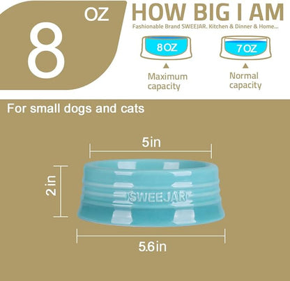 Sweejar Gradient Dog Bowl, Ceramic Dog Food Dish for Puppy and Kitten, Porcelain Pet Bowl for Food and Water 8 oz (Black)