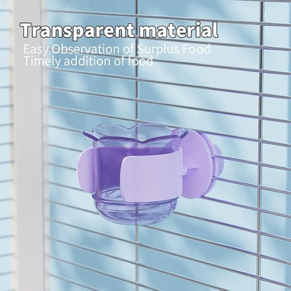 2pcs/4pcs PET Bird Bowls with Clamp, Bird Cage Feeder, Durable Water Bowl, Feeding Cups, Water Feeder for Cockatiel, Parakeet, Macaw, Finches, Lovebirds, Small Animals Gray (Purple, 2pcs)