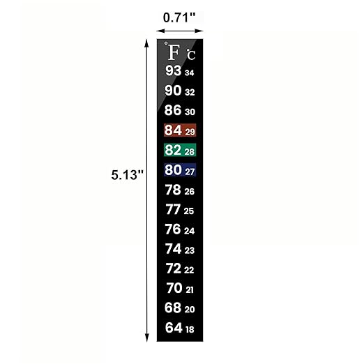 AQUANEAT 6 PCS Aquarium Thermometer Strips, Fish Tank Thermometer Sticker, Terrarium Water Temperature Test (5.13" x 0.71")