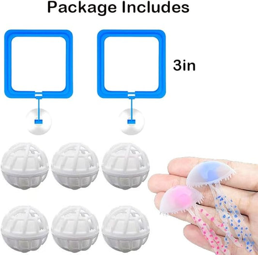 10 pcs Turtle Feeder Accessory Square Turtle Feeding Ring with Suction Cup Nitrifying Balls Tortoise Ball Toy Tortoise Aquatic Toys Fish Goldfish Guppy Koi Puffer Food Holder Tank Floating Feeder