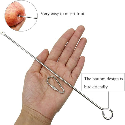 2pcs Hanging Bird Treat Skewer Parrot Fruit Feeder, 10.2 Inch Stainless Steel Bird Fruit Fork Food Holder Foraging Toy for Parrot Parakeet Conure, LXLVOUEG