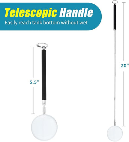 AQUANEAT Small Fish Tank Shrimp Net, Aquarium Debris Cleaning Tools, with Extendable Handle