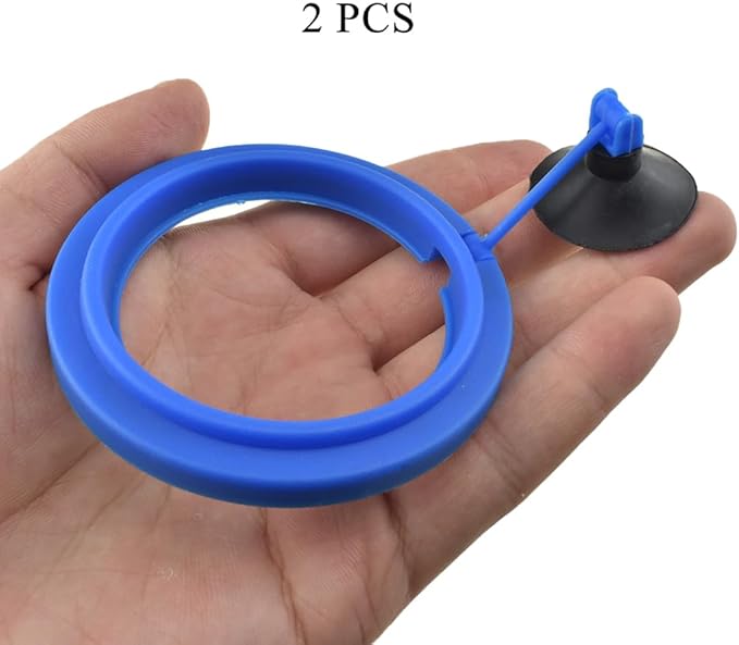 2Pcs Fish Feeding Rings Blue Round Floating Food Feeder Circle with Suction Cup for Fishes Tank Aquarium Turtle Betta Goldfish Small Fish Feeding Accessories Floating Plant Duckweed Ring