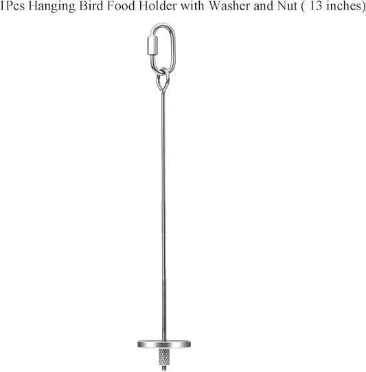 1pcs Hanging Bird Treat Skewer Parrot Fruit Feeder, 13 Inch Stainless Steel Bird Food Holder Parrot Fruit Food Skewer with Washer Nut Parakeet Treat Holder Feeder for Parrot Budgie Conure, LXLVOUEG