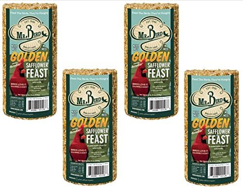 4-Pack of Mr. Bird Golden Safflower Feast Small Wild Bird Seed Cylinder 25 oz.