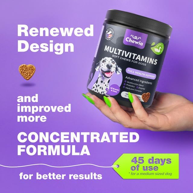 Dog Vitamins 15 in 1 - Dog Multivitamin Chews with MSM for Hip & Joint Health - Dog Supplement for Itchy Skin Relief - Multivitamin for Dogs Immune Support with Enzymes - Skin & Coat, Mobility Support