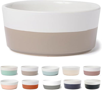 Waggo Dipper Ceramic Dog Bowl for Small and Large Breeds - Heavyweight and Durable Pet Food and Water Dish Crock, Dishwasher Safe, Modern (Vintage Grey, Large)