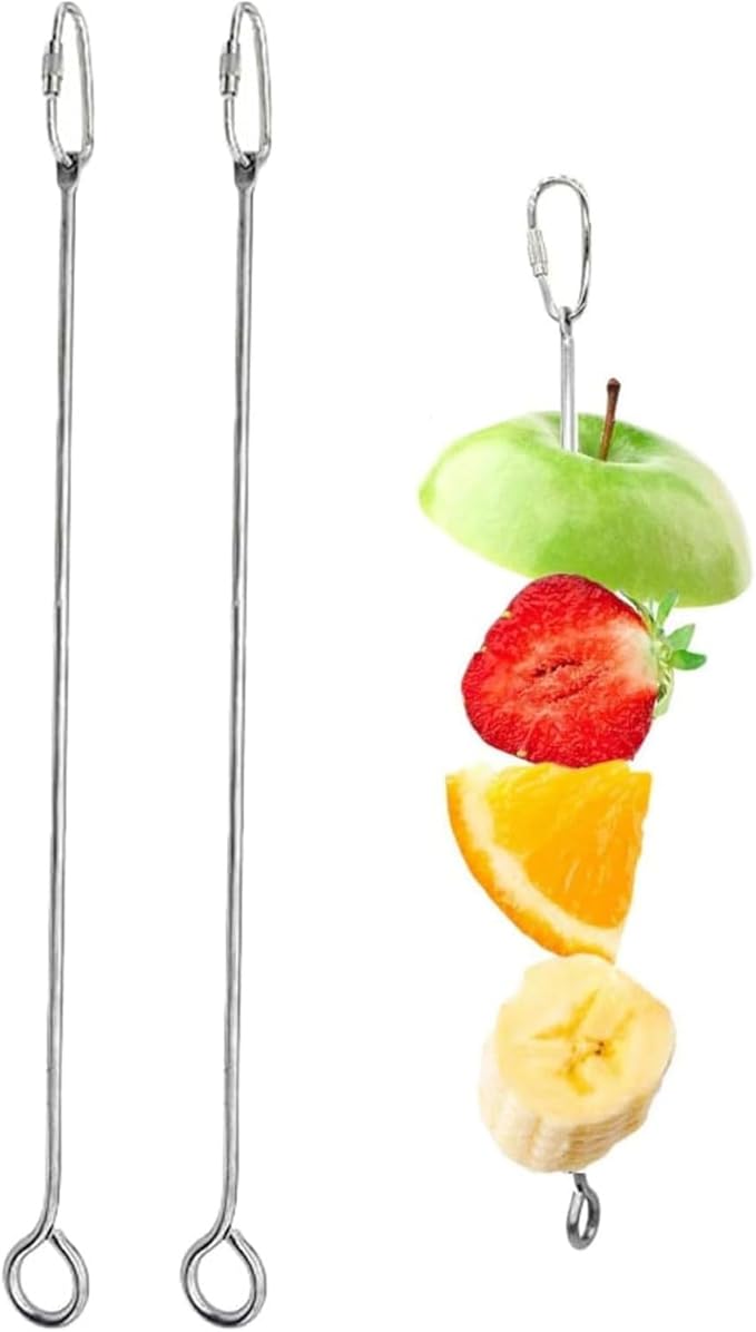 2pcs Bird Food Rack, Stainless Steel Rod for Parrot Feeder Easy to use, Cockatoo cage handling Tool, Hanging Foraging Bird Toys, Snack skewers