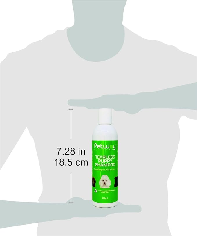 Petway Petcare Tearless Puppy Shampoo for Puppies and Kittens with Sensitive Skin, Hypoallergenic, Brightens and Highlights Natural Coat Colors, Free of phosphates, Gentle on Puppies Eyes, 250ml