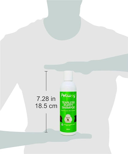 Petway Petcare Tearless Puppy Shampoo for Puppies and Kittens with Sensitive Skin, Hypoallergenic, Brightens and Highlights Natural Coat Colors, Free of phosphates, Gentle on Puppies Eyes, 250ml