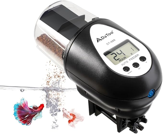 Aquarium Automatic Fish Feeder for Small Tank Auto Fish Food Dispenser Timer Vacation Betta Feeder with Moisture-Proof Air Hole and LCD Display