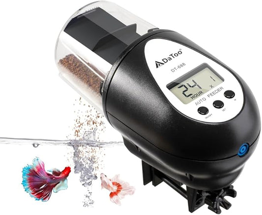 Aquarium Automatic Fish Feeder for Small Tank Auto Fish Food Dispenser Timer Vacation Betta Feeder with Moisture-Proof Air Hole and LCD Display