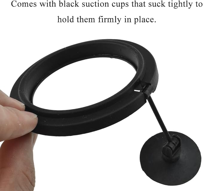 2Pcs Fish Feeding Rings Black Mixed Shape Floating Food Feeder Circle with Suction Cup for Fishes Tank Aquarium Turtle Betta Goldfish Small Fish Feeding Accessories Floating Plant Duckweed Ring