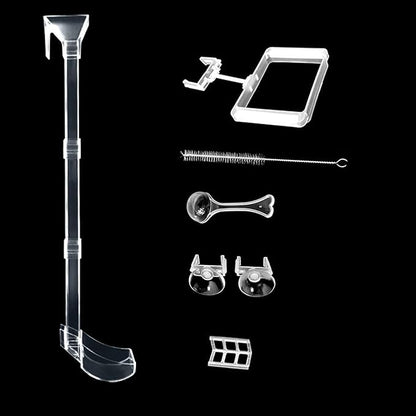 Aquarium Fish Shrimp Feeding Dish Set, Transparent Shrimp Feeding Tube, Fish Tank Feeding Supplies with Feeding Ring Cleaning Brush