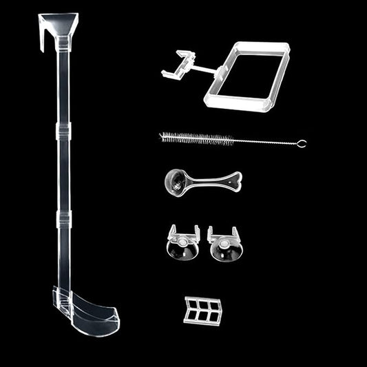 Aquarium Fish Shrimp Feeding Dish Set, Transparent Shrimp Feeding Tube, Fish Tank Feeding Supplies with Feeding Ring Cleaning Brush