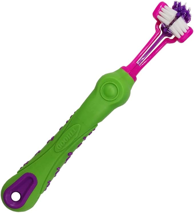 TIHOOD Three Sided Pet Toothbrush Dog Brush Addition Bad Breath Tartar Teeth Care Dog Cat Cleaning Mouth (Blue,Orange,purplr and White)
