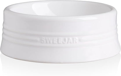 Sweejar Gradient Dog Bowl, Ceramic Dog Food Dish for Large Dogs and Large Cat, Porcelain Pet Bowl for Food and Water 32 oz (White)
