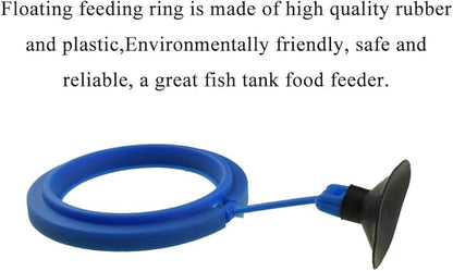 2Pcs Fish Feeding Rings Blue Round Floating Food Feeder Circle with Suction Cup for Fishes Tank Aquarium Turtle Betta Goldfish Small Fish Feeding Accessories Floating Plant Duckweed Ring
