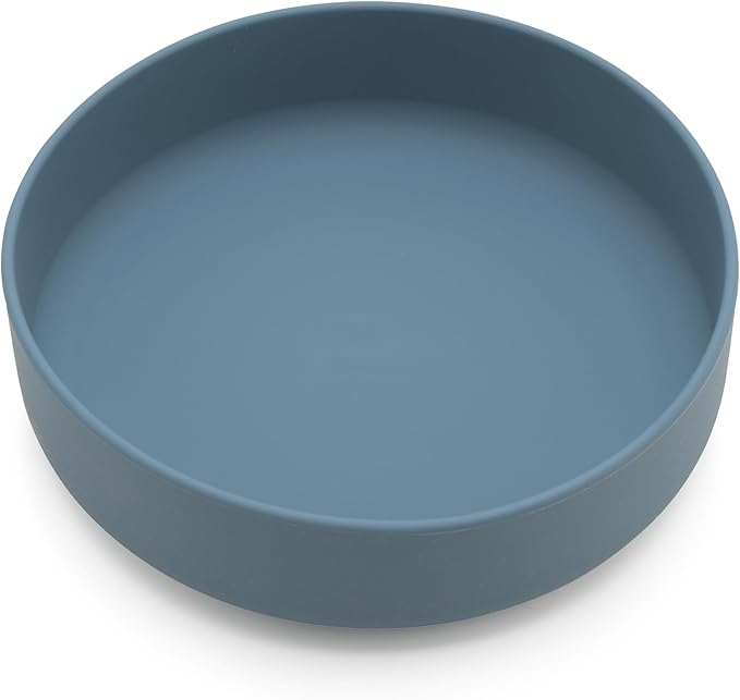 The Perfect Dish No-Spill Dog Water Bowl, Less Mess Non-Tippable Water & Food Bowl, Silicone with Suction Cup, Fits 8 Cups 9.5" Across x 2.5" Tall, Ideal for All Pets, Large-Ocean Blue