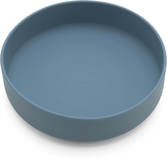 The Perfect Dish No-Spill Dog Water Bowl, Less Mess Non-Tippable Water & Food Bowl, Silicone with Suction Cup, Fits 8 Cups 9.5" Across x 2.5" Tall, Ideal for All Pets, Large-Ocean Blue