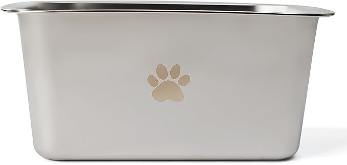 2.5 Gallons 40 Cup Non Slip Stainless Steel Large Dog Water Bowls, Outdoor Metal Dog Bowls Extra Large Breed, High Capacity Water Bowl for Big Giant Huge Dogs, Silver