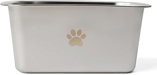 2.5 Gallons 40 Cup Non Slip Stainless Steel Large Dog Water Bowls, Outdoor Metal Dog Bowls Extra Large Breed, High Capacity Water Bowl for Big Giant Huge Dogs, Silver