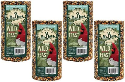 4 - Pack of Mr. Bird Wild Bird Feast Cylinder 28 ox | Wild Bird Food for Outdoor Birds | Backyard Birdfeeding