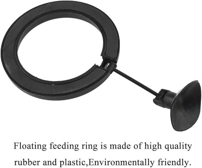 2Pcs Fish Feeding Rings Black Mixed Shape Floating Food Feeder Circle with Suction Cup for Fishes Tank Aquarium Turtle Betta Goldfish Small Fish Feeding Accessories Floating Plant Duckweed Ring