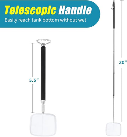 AQUANEAT Small Fish Tank Shrimp Net, Aquarium Debris Cleaning Tools, with Extendable Handle