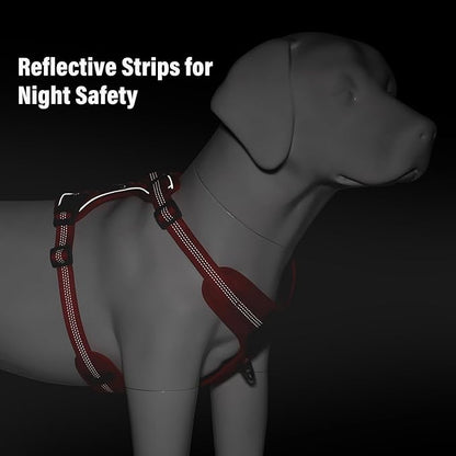 Plutus Pet No Pull Dog Harness, Release at Neck, Soft Padded, Reflective Adjustable Dog Vest Harness for Small, Medium, Large Dogs(Red, L)
