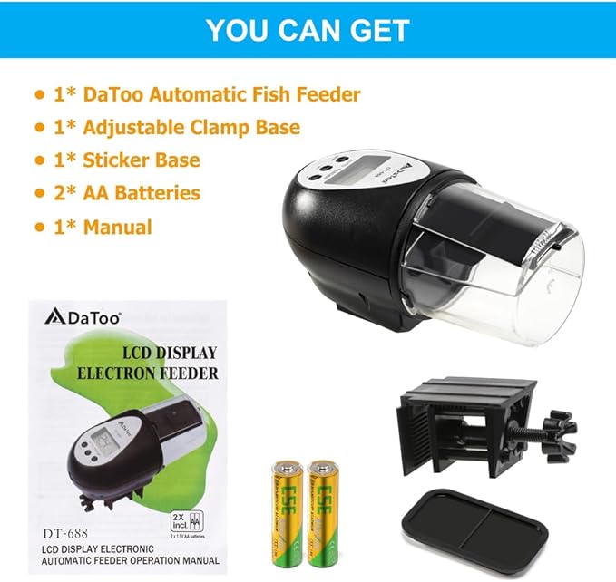 Aquarium Automatic Fish Feeder for Small Tank Auto Fish Food Dispenser Timer Vacation Betta Feeder with Moisture-Proof Air Hole and LCD Display