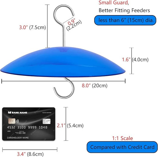 8" Mini Rain Cover for Bird Feeder/House - Blue Small Protective Dome Guard Against Rain/Snow/Sun - Dia. 20CM
