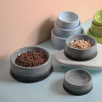 Sweejar Gradient Dog Bowl, Ceramic Dog Food Dish for Puppy and Kitten, Porcelain Pet Bowl for Food and Water 8 oz (Gradient Grey)