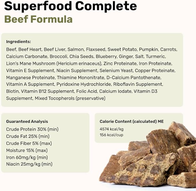 Superfood Complete, Air-Dried Adult Dog Food - High Protein, Zero Fillers, Superfood Nutrition by Katherine Heigl (64 oz., Beef Formula)