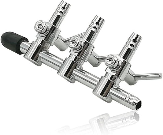 Aquarium Air Pump Splitter 10 in 1 Set 3-Way Air Flow Control Lever Valve & 3 Non-Return Check Valves & 6 Suction Cups for Fish Tank Airline Air Tube Hose