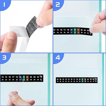 AQUANEAT 6 PCS Aquarium Thermometer Strips, Fish Tank Thermometer Sticker, Terrarium Water Temperature Test (0.71" x 5.13")
