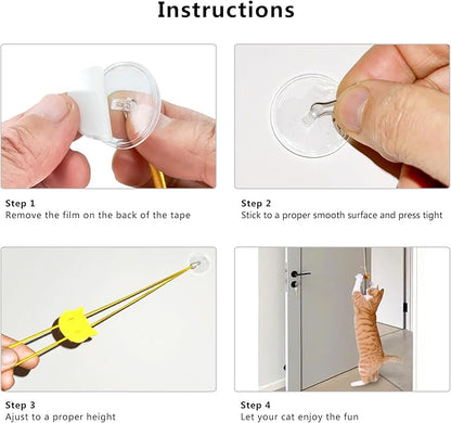 4 Bird Cat Wand Toy Refill for Indoor Cats, Interactive Birds Simulation Set,Door Hanging Feather Cat Toys String Wand Replacement Attachments