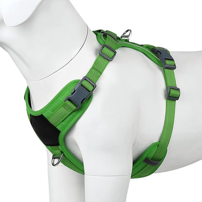 Plutus Pet No Pull Dog Harness, Release at Neck, Soft Padded, Reflective Adjustable Dog Vest Harness for Small, Medium, Large Dogs(Green, M)