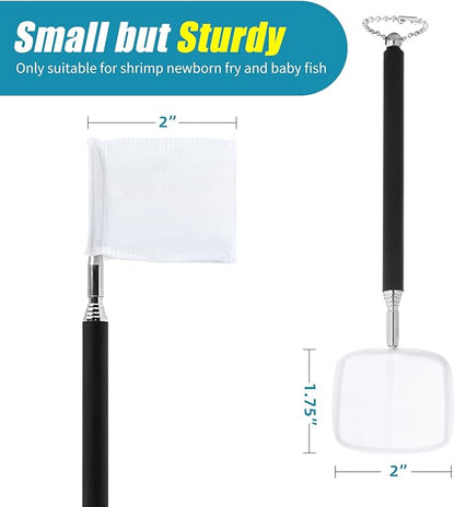 AQUANEAT Small Fish Tank Shrimp Net, Aquarium Debris Cleaning Tools, with Extendable Handle