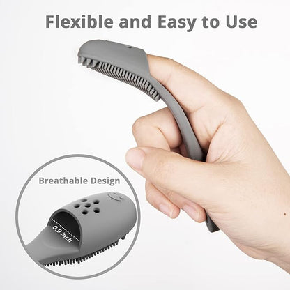 Coomazy Dog Finger Toothbrush, Dog Tooth Brushing Kit with Food Grade Silicone, Easily Clean Teeth Dirt, Suitable for Medium and Large Dogs, 2-Packs, Beige+Grey