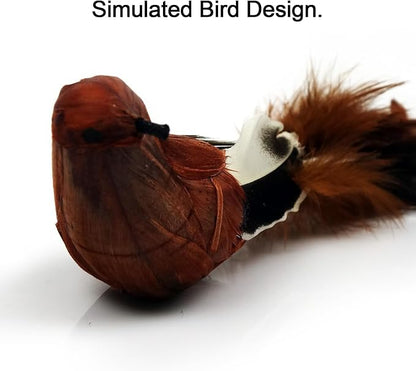 TTcat 2 Pcs Real Feather Cat Birds Toys Realistic Simulation Birds Toys with Bells for Indoor Cats Kittens.