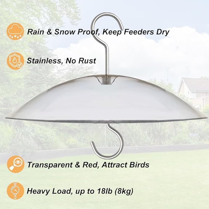 8" Mini Rain Cover for Bird Feeder/House - Clear Small Protective Dome Guard Against Rain/Snow/Sun - Dia. 20CM