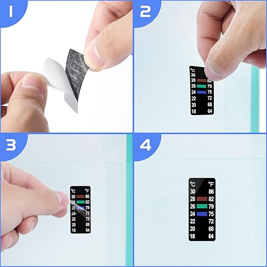 AQUANEAT 6 PCS Aquarium Thermometer Strips, Fish Tank Thermometer Sticker, Terrarium Water Temperature Test (1.58" x 0.67")