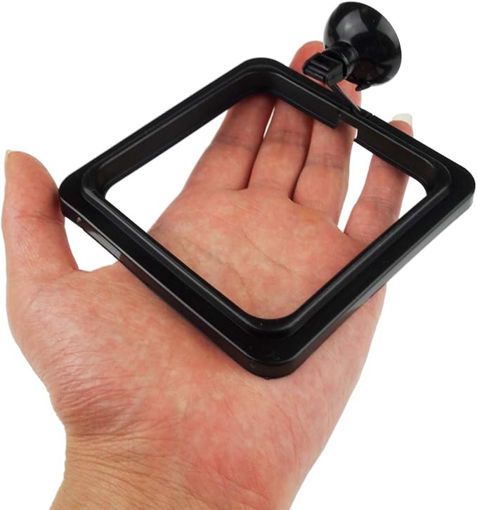 3 Pack Aquarium Fish Feeding Ring Floating Food Feeder, Square Shape with Suction Cup, Black